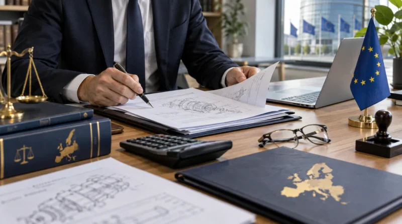 Europejski patent przy biurku prawnika
